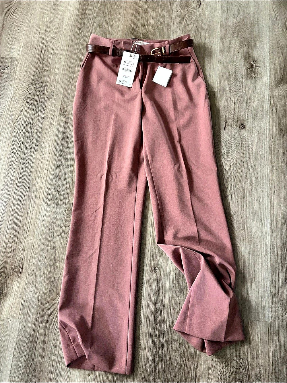 Zara Calça Alfaiataria Rosa / Tailored Trousers with Belt Tailored Trousers with